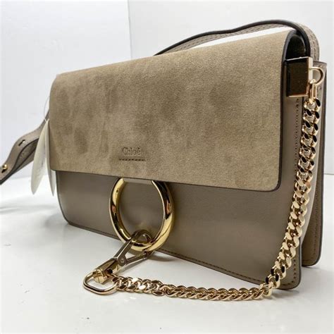 chloe faye small shoulder bag motty grey|Chloe Faye Smooth/Suede Small Motty Grey .